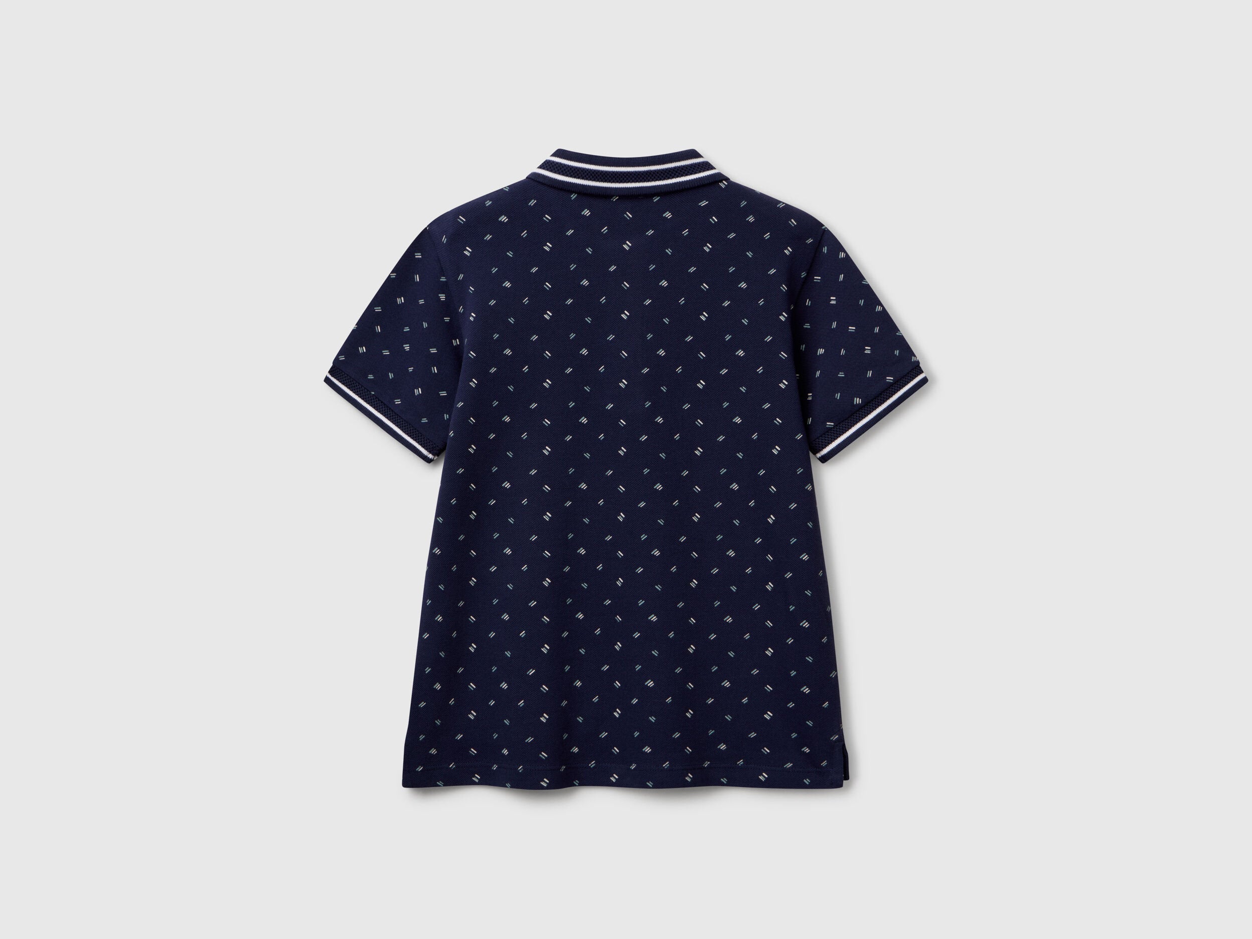 Benetton_Micro Patterned Polo Shirt in Pure Cotton_3H35C301V_64W_02