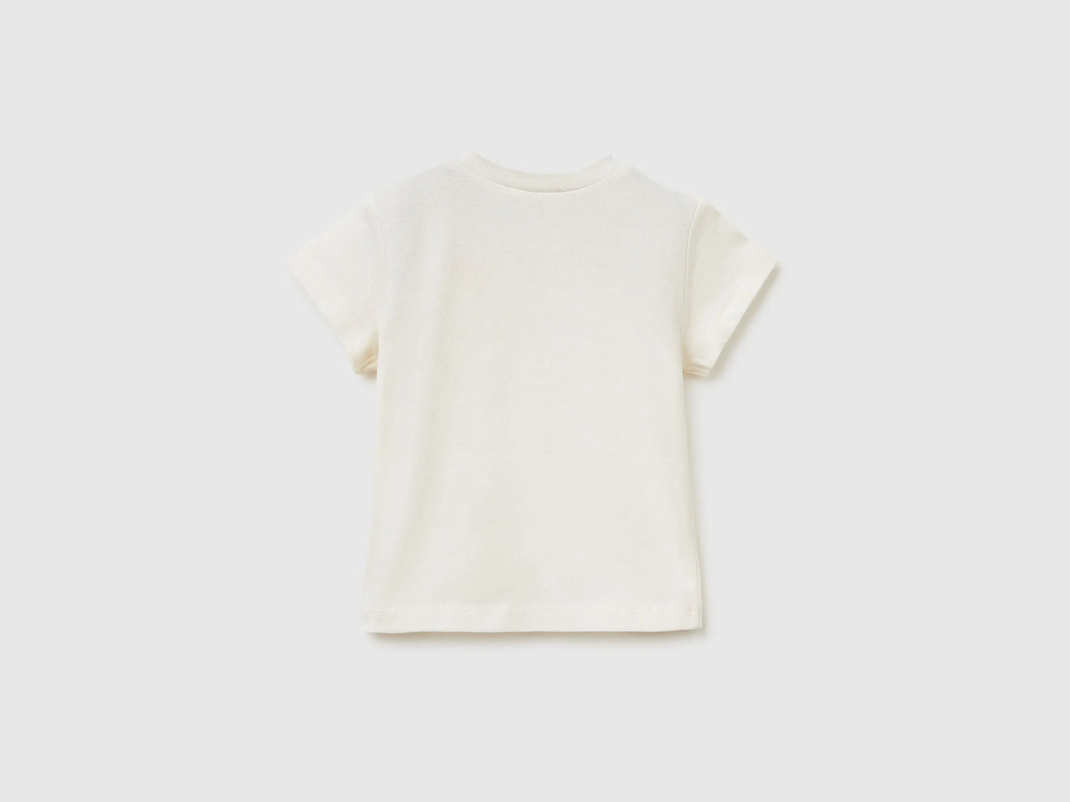 Benetton Creamy White Newborn T-Shirt with Organic Cotton Application SKU: 3I1XA106X_0R2 Image 02