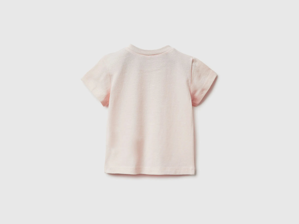 Benetton Soft Pink Newborn T-Shirt with Organic Cotton Application SKU: 3I1XA106X_35P Image 02
