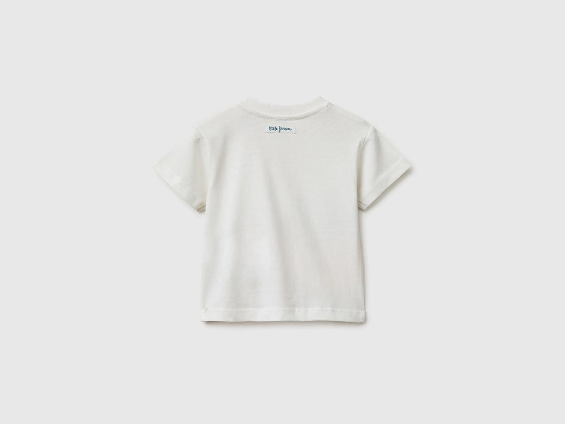Benetton Creamy White Boys Animal Print T-Shirt SKU: 3I1XA1077_901 Image 02