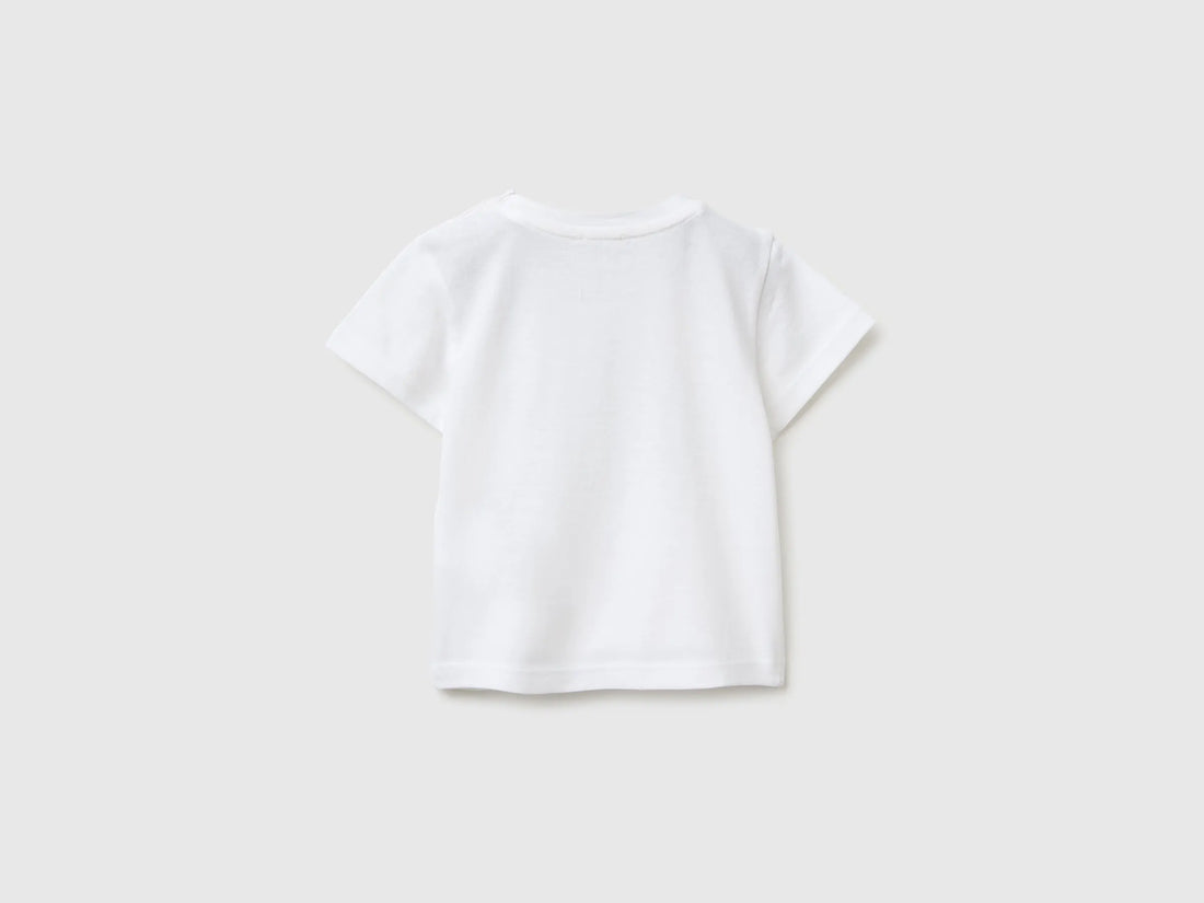Benetton White Baby Animal Print T-Shirt SKU: 3I1XA1078_101 Image 02