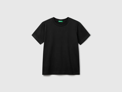 Benetton Black Boys Short Sleeve T-Shirt Cotton SKU: 3I1XC109W_100 Image 01