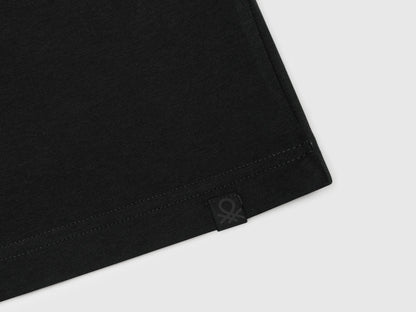 Benetton Black Boys Short Sleeve T-Shirt Cotton SKU: 3I1XC109W_100 Image 03