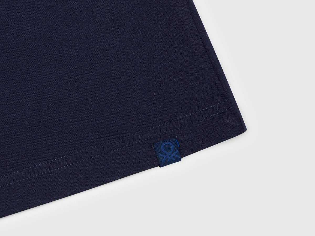 Benetton Dark Blue Boys Short Sleeve T-Shirt Cotton SKU: 3I1XC109W_252 Image 03