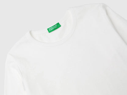 Benetton Creamy White Girls Long Sleeve T-Shirt in Organic Cotton SKU: 3I1XC10DA_074 Image 03