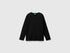 Benetton Black Boys Cotton Crew Neck T-Shirt SKU: 3I1XC10DB_100 Image 01