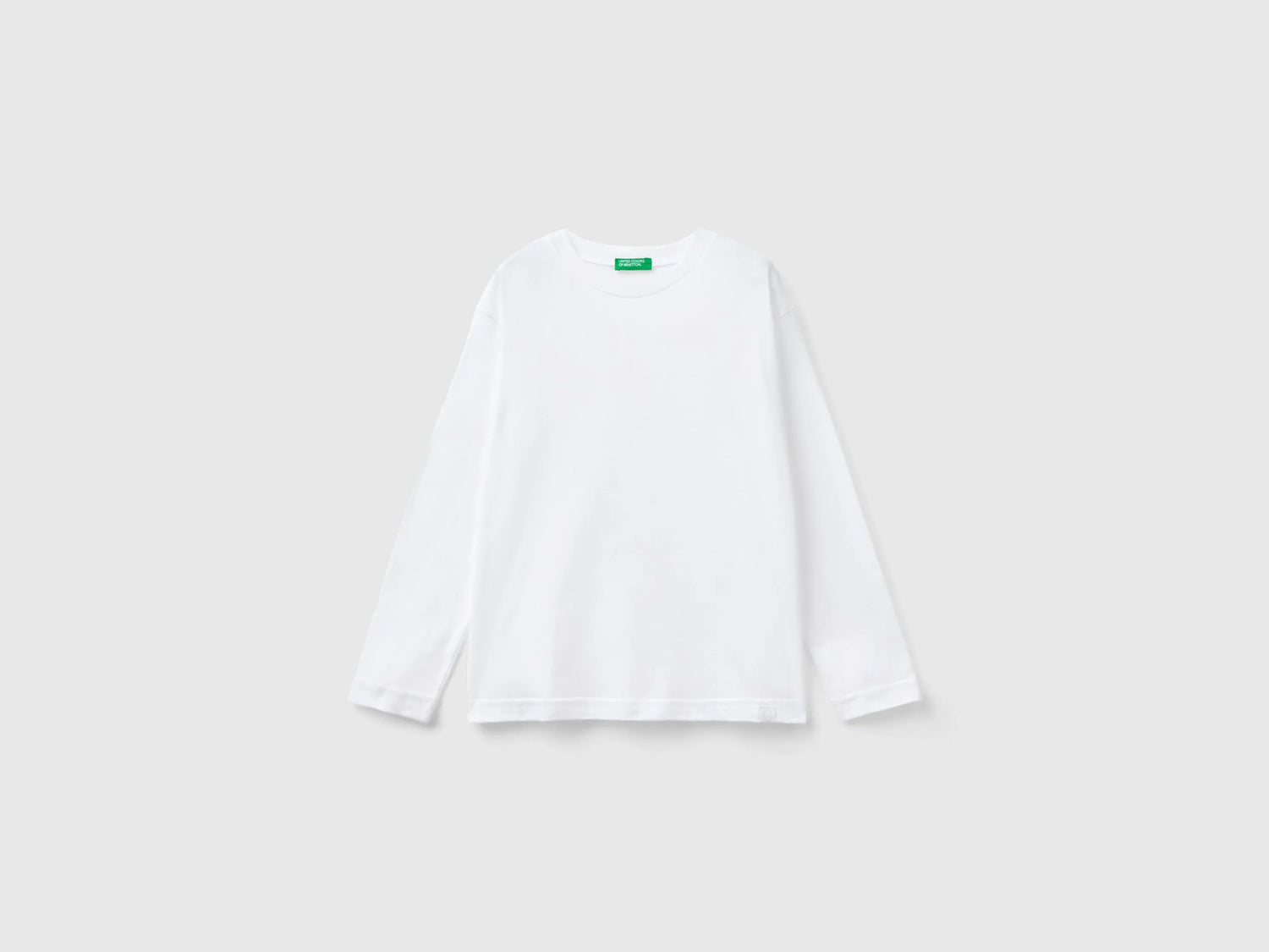 Benetton White Boys Cotton Crew Neck T-Shirt SKU: 3I1XC10DB_101 Image 01