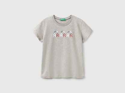 Benetton_T-Shirt with Glittery Logo in Cotton_3I1XC10MZ_501_01