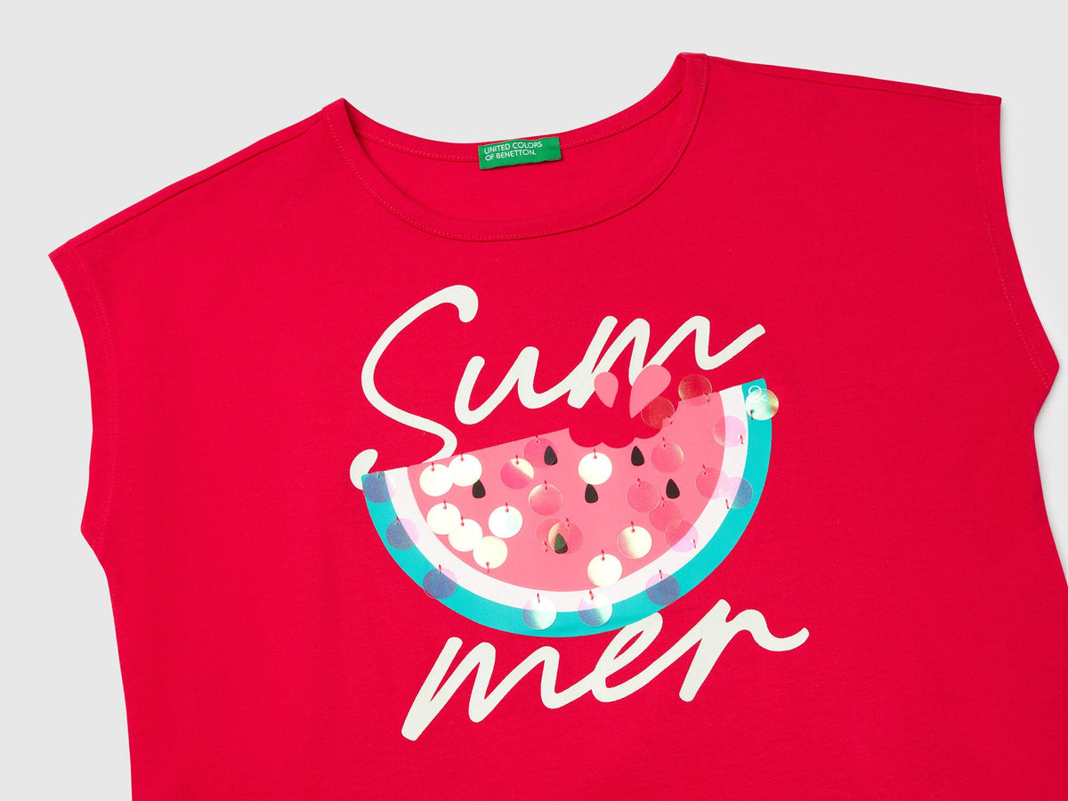 Benetton_T-Shirt with Print and Sequins_3I1XC10P0_02E_03