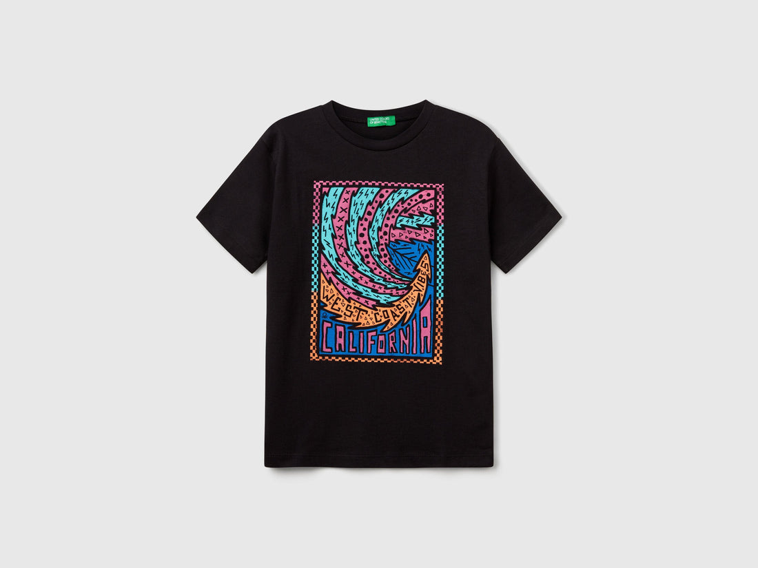 Benetton_Cotton T-Shirt with Print_3I1XC10P7_100_01