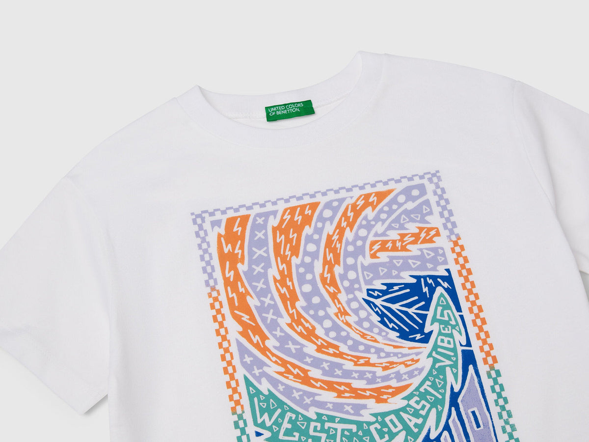 Benetton_Cotton T-Shirt with Print_3I1XC10P7_101_03