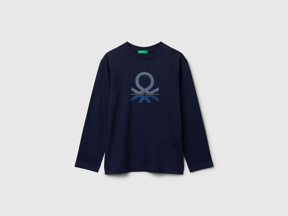 Benetton_Dark Blue_Cotton T-Shirt_3I1XC10Q3_252_01
