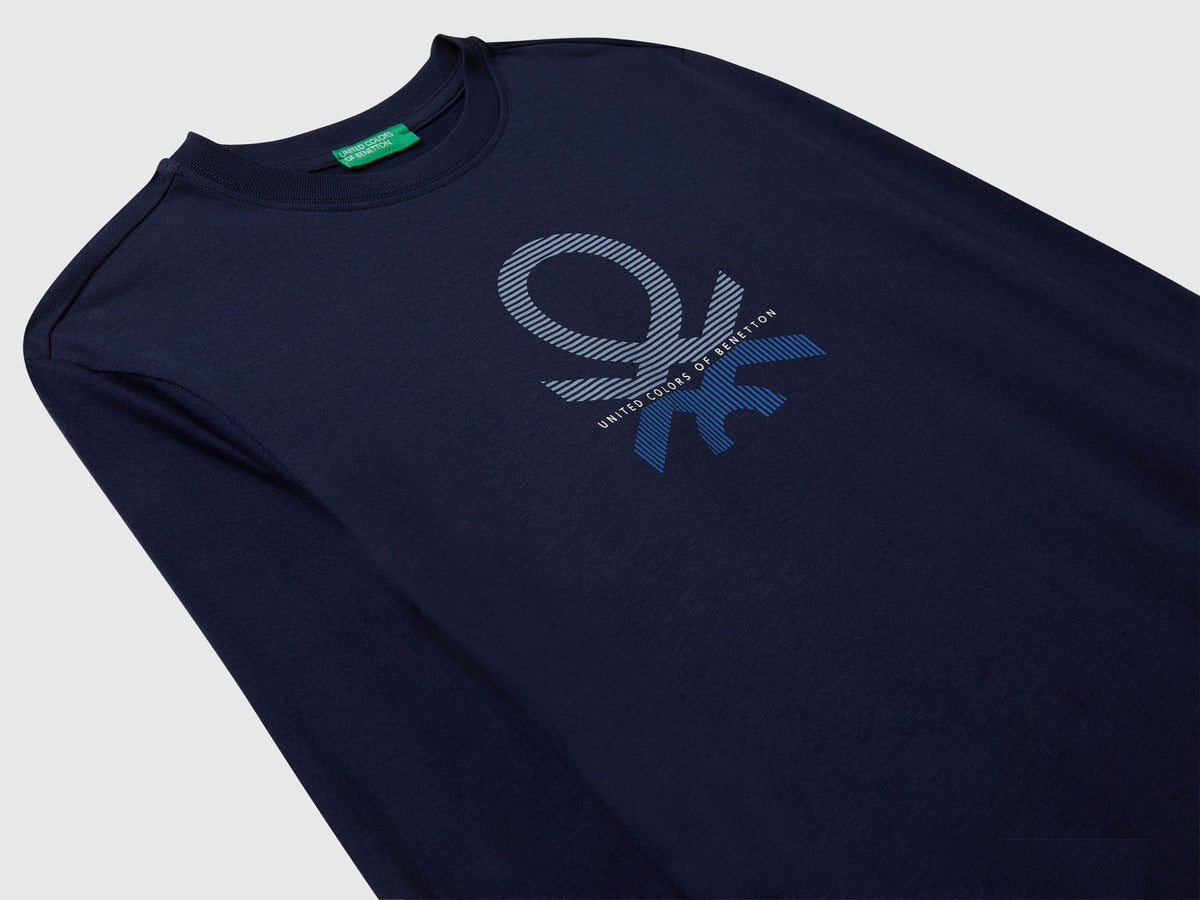 Benetton_Dark Blue_Cotton T-Shirt_3I1XC10Q3_252_03