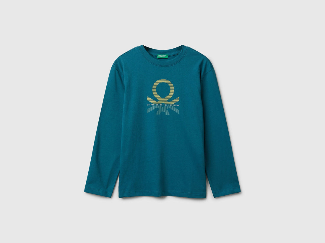 Benetton_Teal_Cotton T-Shirt_3I1XC10Q3_3C5_01