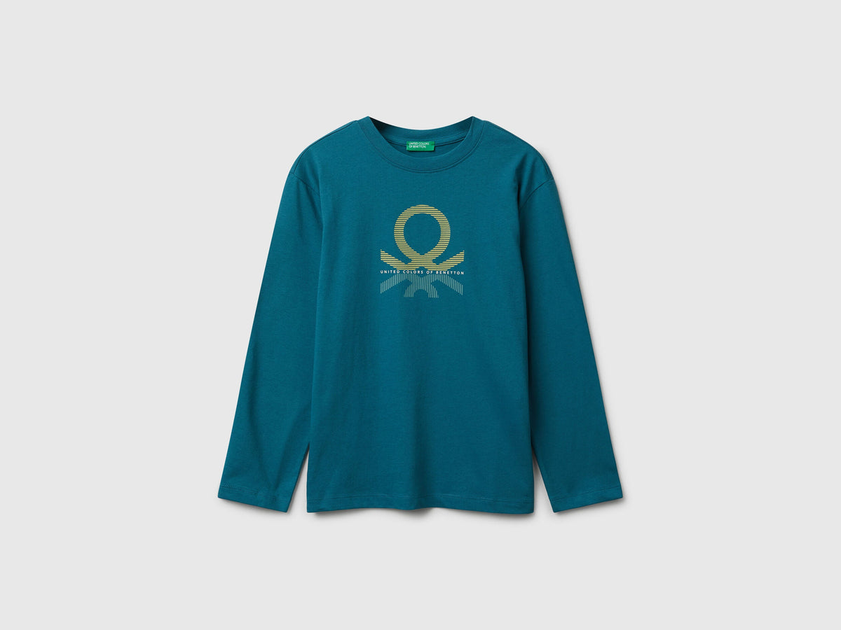 Benetton_Teal_Cotton T-Shirt_3I1XC10Q3_3C5_01
