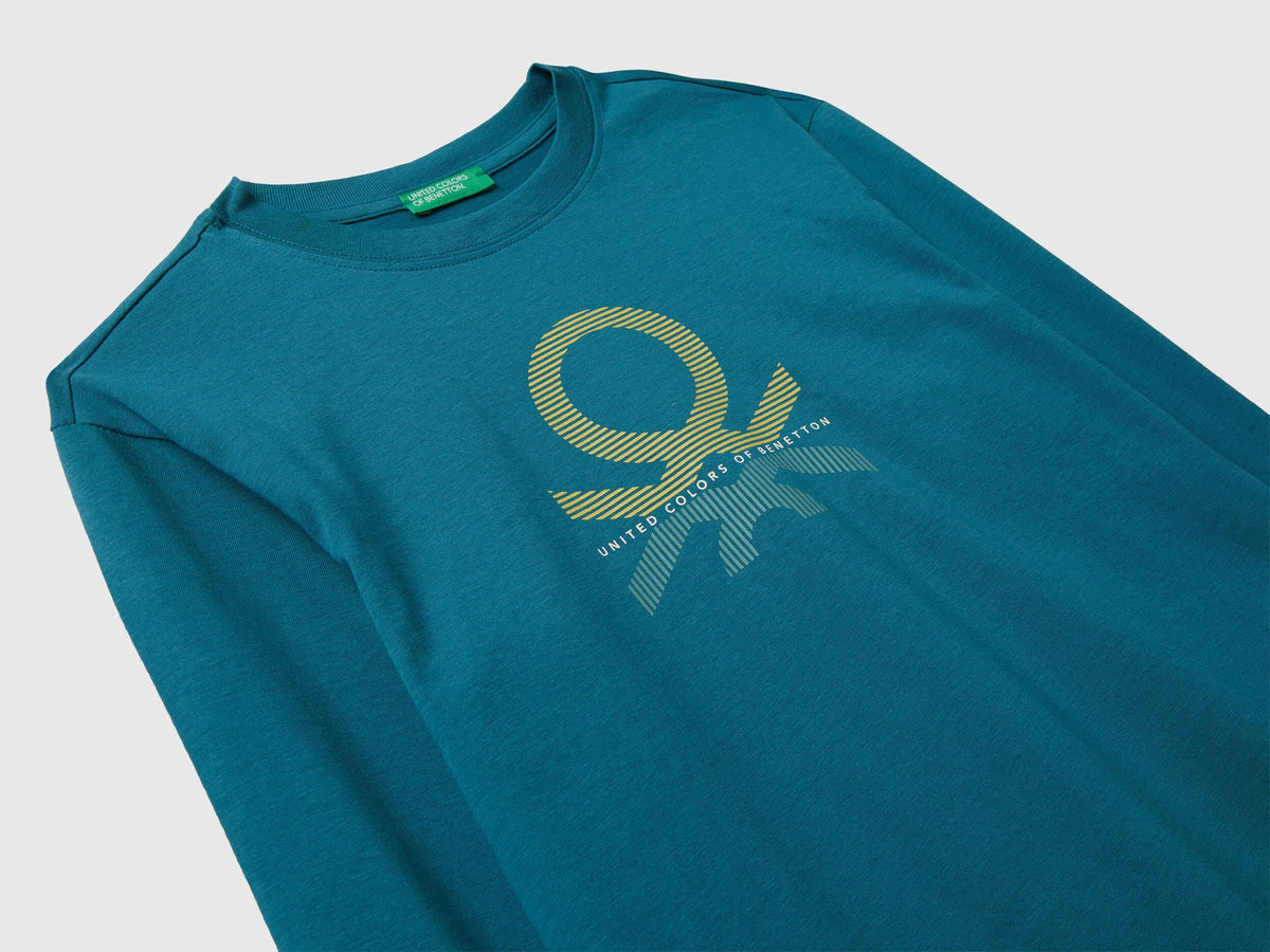 Benetton_Teal_Cotton T-Shirt_3I1XC10Q3_3C5_03