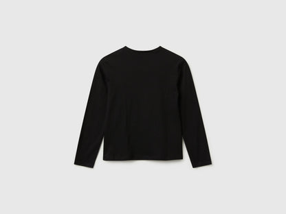 Benetton_Black_Cotton T-Shirt with Sequins_3I1XC10QJ_100_02
