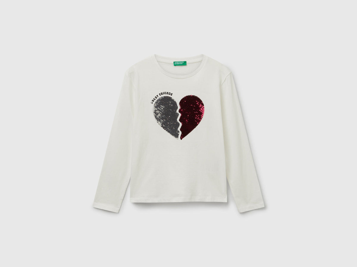 Benetton_Burgundy_Cotton T-Shirt with Sequins_3I1XC10QJ_236_01