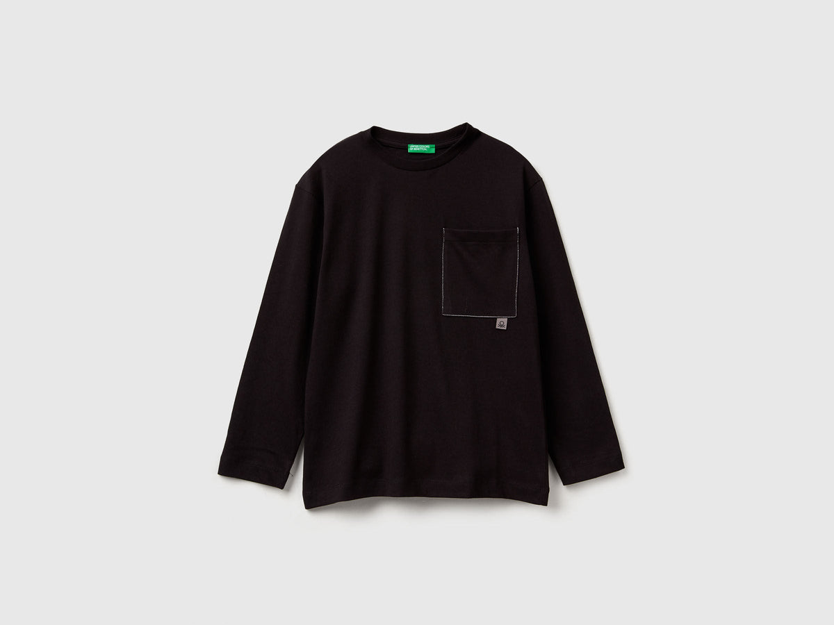 Benetton_Black_T-Shirt with Bold Print_3I1XC10QS_100_01