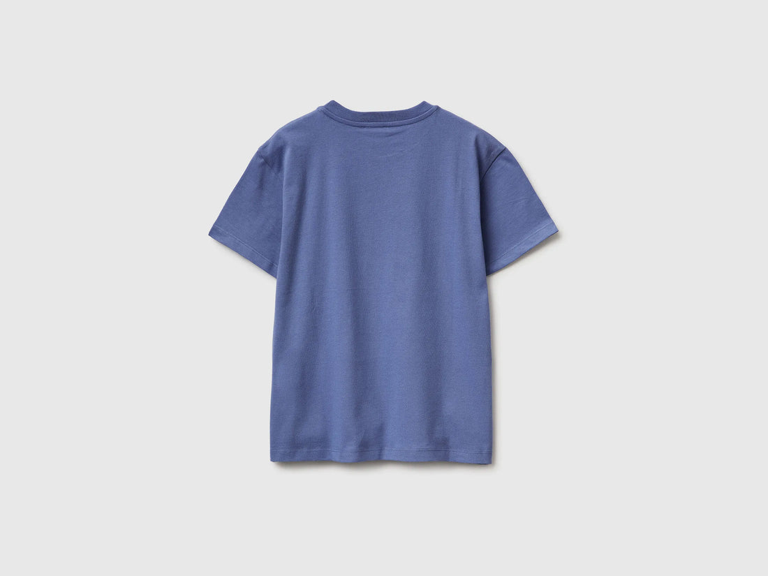Benetton Light Blue Boys T-Shirt with Logo SKU: 3I1XC10S4_05N Image 02