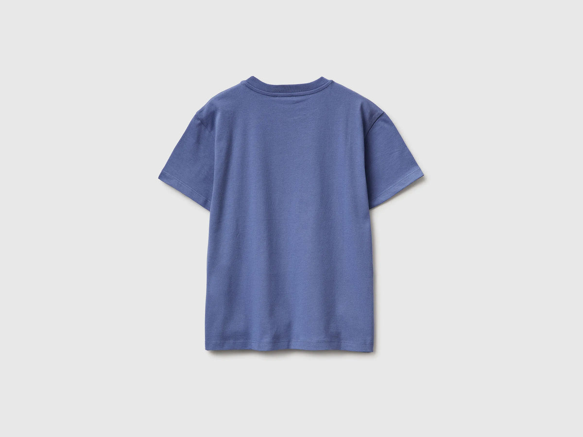 Benetton Light Blue Boys T-Shirt with Logo SKU: 3I1XC10S4_05N Image 02