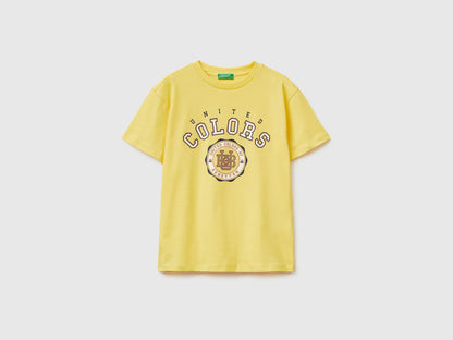Benetton Yellow Boys T-Shirt with Logo SKU: 3I1XC10S4_1C7 Image 01