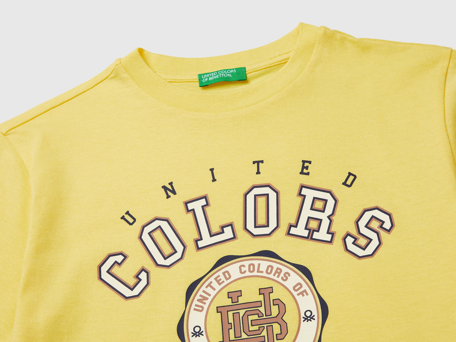 Benetton Yellow Boys T-Shirt with Logo SKU: 3I1XC10S4_1C7 Image 03