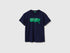 Benetton Dark Blue Boys T-Shirt with Logo SKU: 3I1XC10S4_252 Image 01