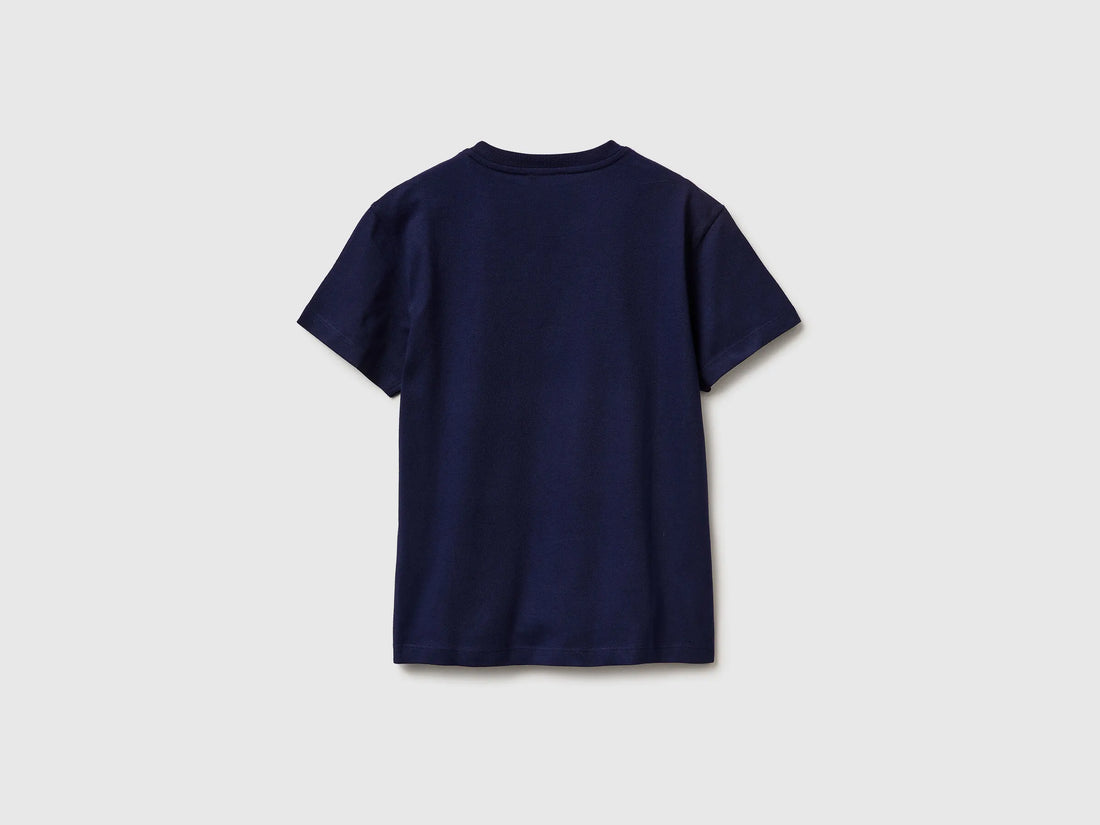 Benetton Dark Blue Boys T-Shirt with Logo SKU: 3I1XC10S4_252 Image 02