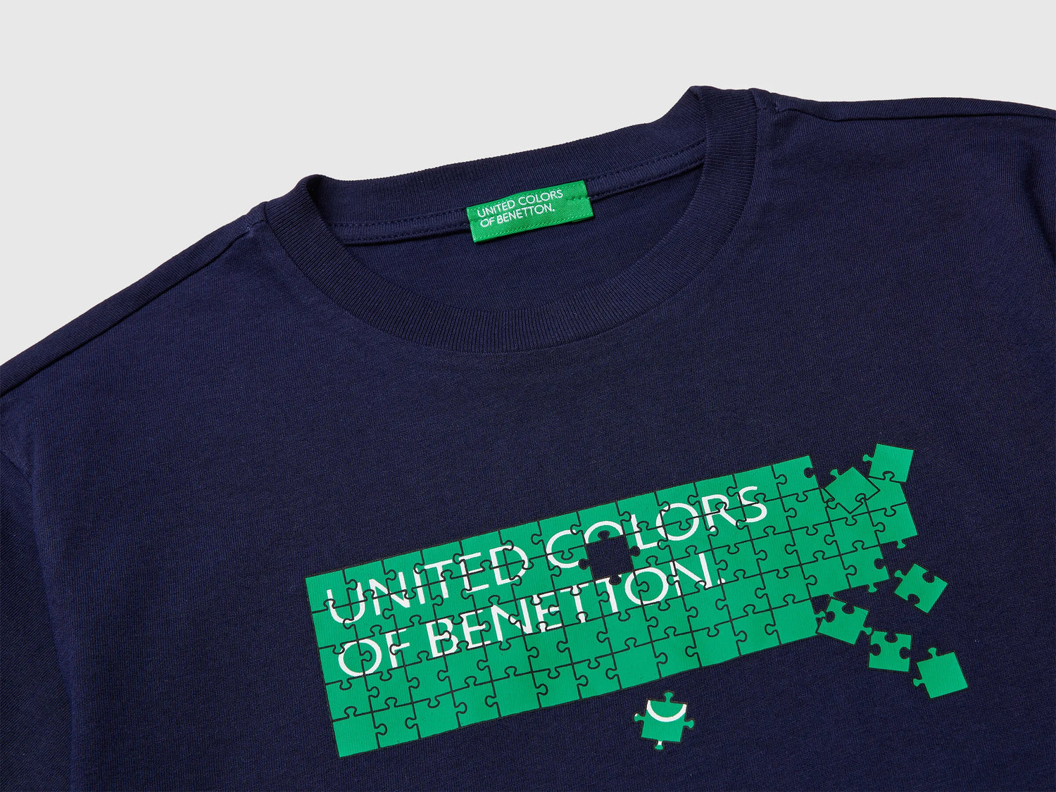Benetton Dark Blue Boys T-Shirt with Logo SKU: 3I1XC10S4_252 Image 03