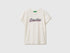 Benetton Creamy White Girls T-Shirt with Glitter Print SKU: 3I1XC10S6_00E Image 01