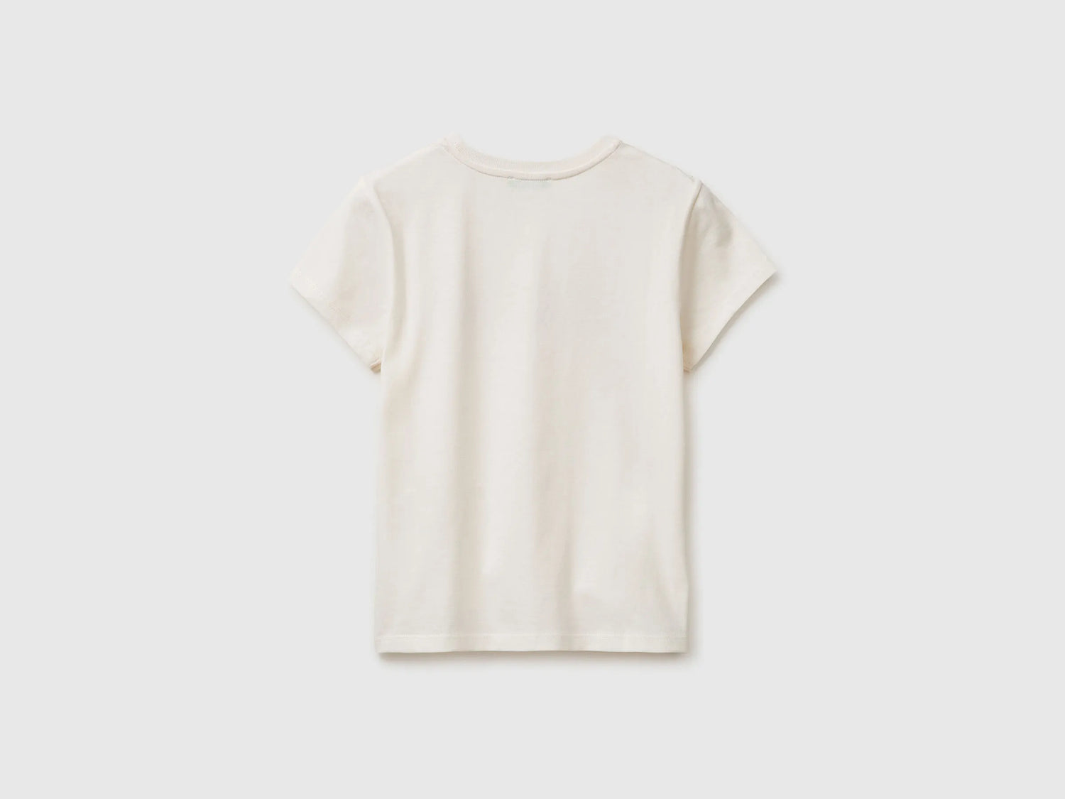 Benetton Creamy White Girls T-Shirt with Glitter Print SKU: 3I1XC10S6_00E Image 02