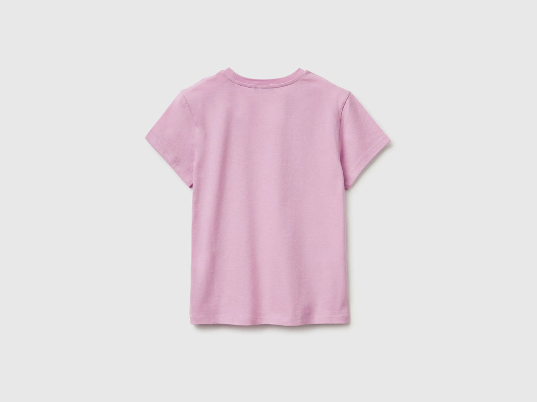 Benetton Lilac Girls T-Shirt with Glitter Print SKU: 3I1XC10S6_00L Image 02