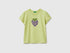 Benetton Yellow Girls T-Shirt with Glitter Print SKU: 3I1XC10S6_0M4 Image 01