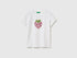 Benetton White Girls T-Shirt with Glitter Print SKU: 3I1XC10S6_101 Image 01