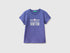 Benetton Violet Girls T-Shirt with Glitter Print SKU: 3I1XC10S6_2D8 Image 01