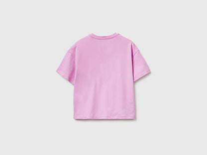 Benetton Lilac Girls T-Shirt with Print and Sequins SKU: 3I1XC10SF_00L Image 02
