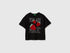 Benetton Black Girls T-Shirt with Print and Sequins SKU: 3I1XC10SF_100 Image 01