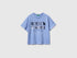 Benetton Light Blue Girls T-Shirt with Print and Sequins SKU: 3I1XC10SF_13E Image 01