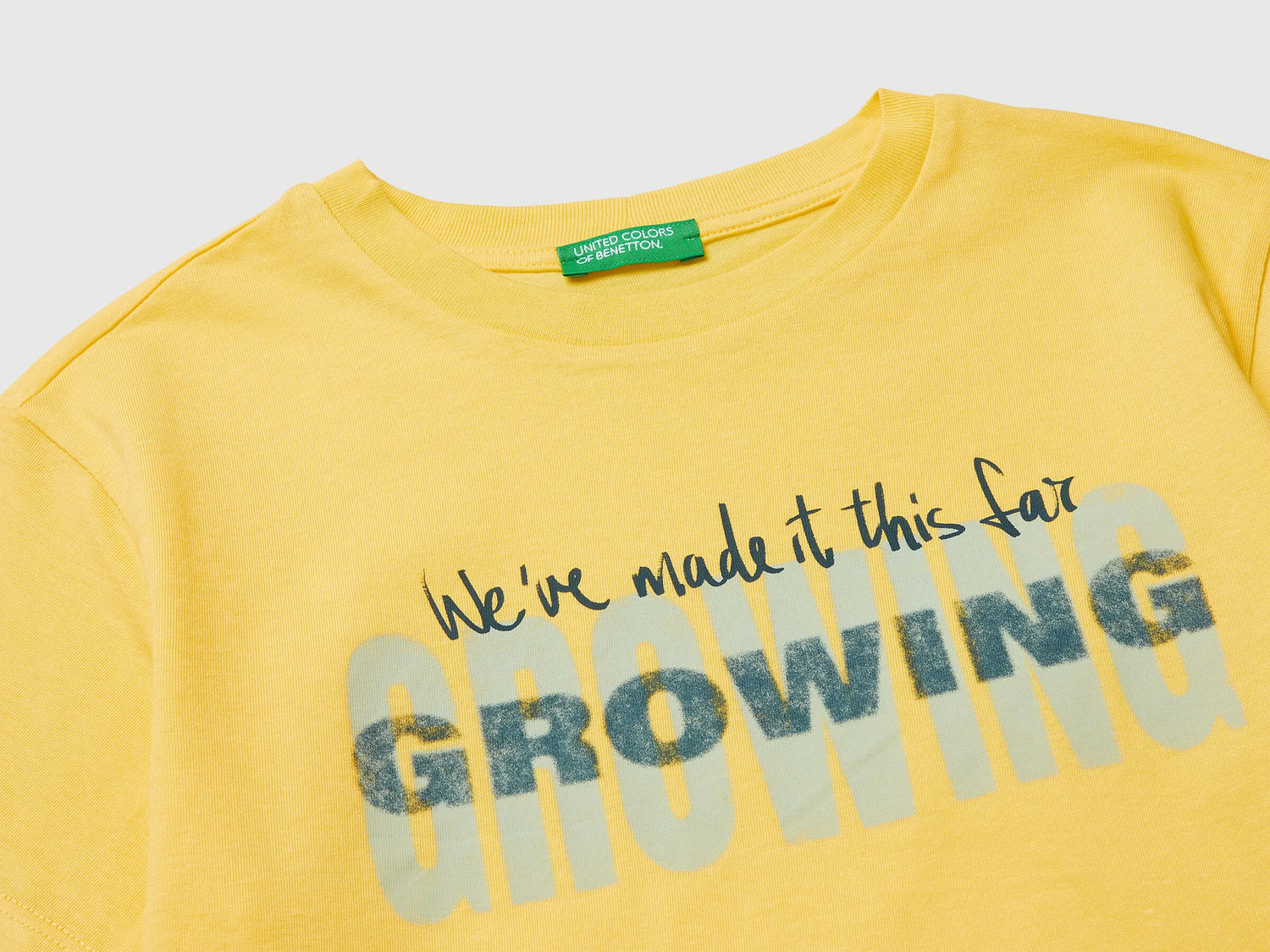 Benetton Yellow Boys Organic Cotton Printed T-Shirt SKU: 3I1XC10SJ_1C7 Image 03