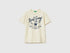 Benetton Creamy White Boys Organic Cotton Printed T-Shirt SKU: 3I1XC10SJ_3C9 Image 01