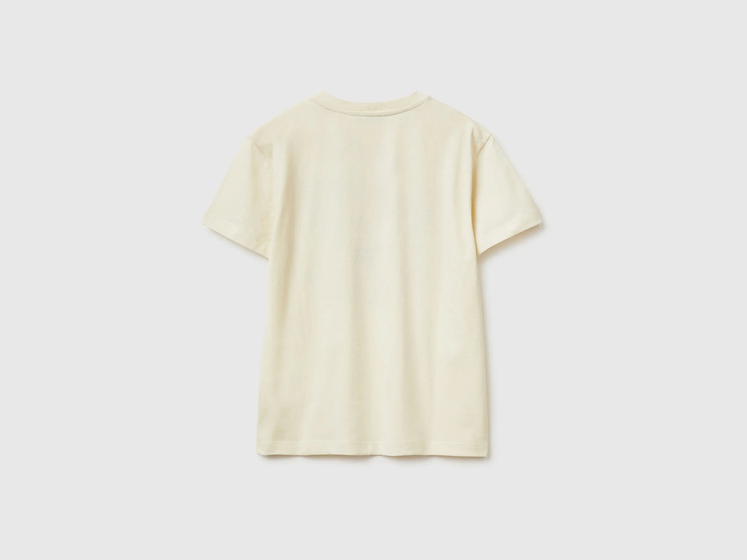 Benetton Creamy White Boys Organic Cotton Printed T-Shirt SKU: 3I1XC10SJ_3C9 Image 02