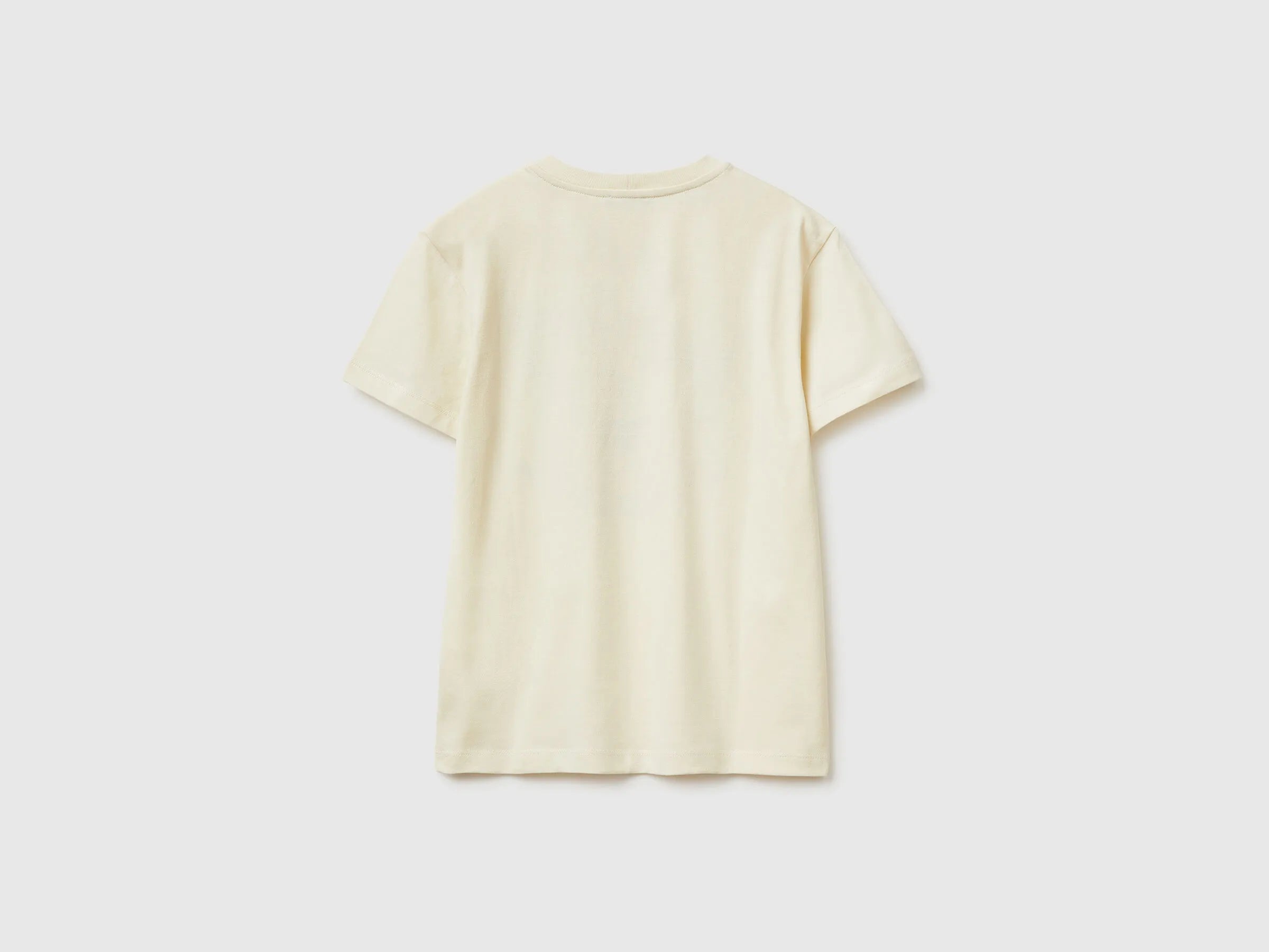 Benetton Creamy White Boys Organic Cotton Printed T-Shirt SKU: 3I1XC10SJ_3C9 Image 02