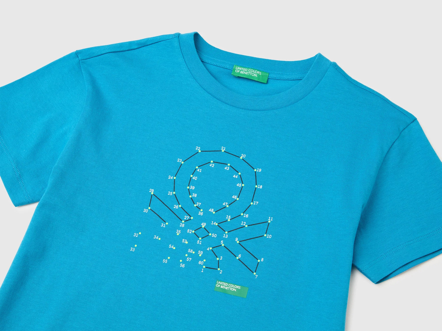Benetton Blue Boys Organic Cotton T-Shirt with Logo Print SKU: 3I1XC10TF_051 Image 03