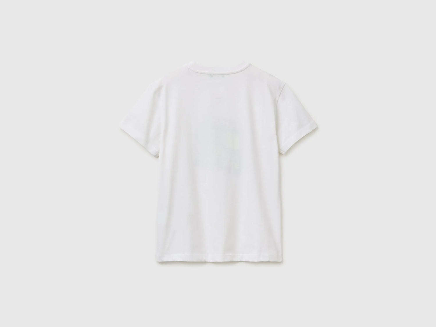 Benetton White Boys Organic Cotton T-Shirt with Logo Print SKU: 3I1XC10TF_101 Image 02
