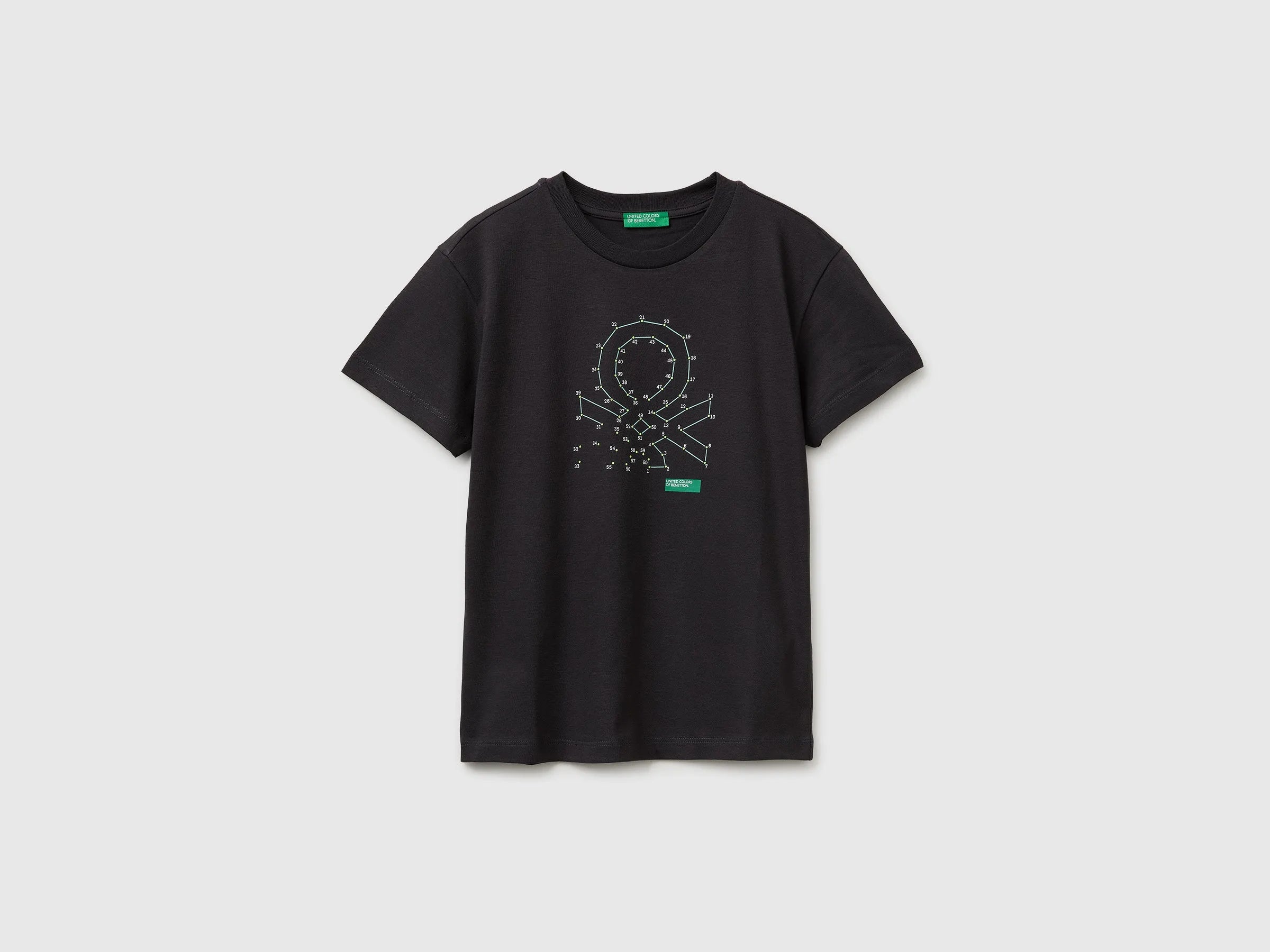 Benetton Dark gray Boys Organic Cotton T-Shirt with Logo Print SKU: 3I1XC10TF_19E Image 01