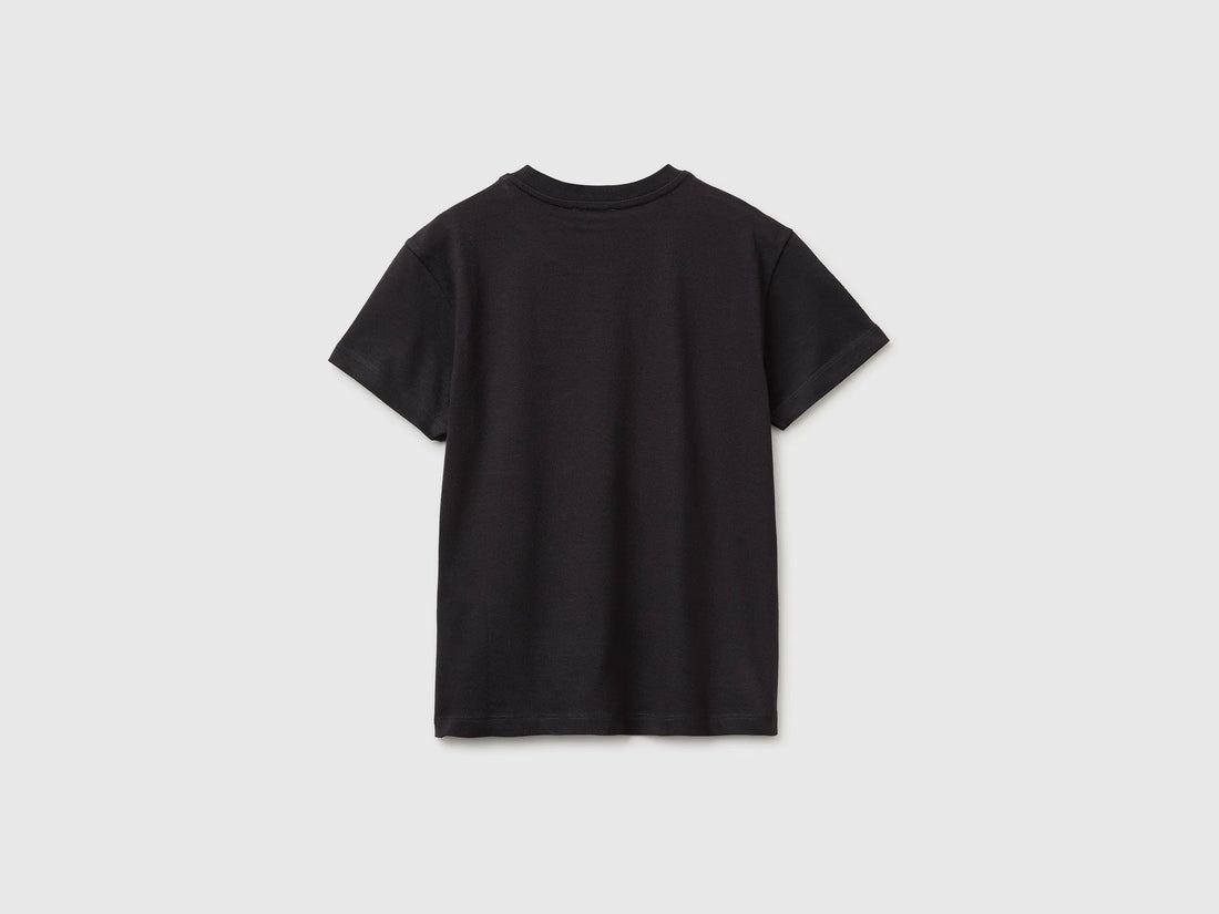 Benetton Dark gray Boys Organic Cotton T-Shirt with Logo Print SKU: 3I1XC10TF_19E Image 02