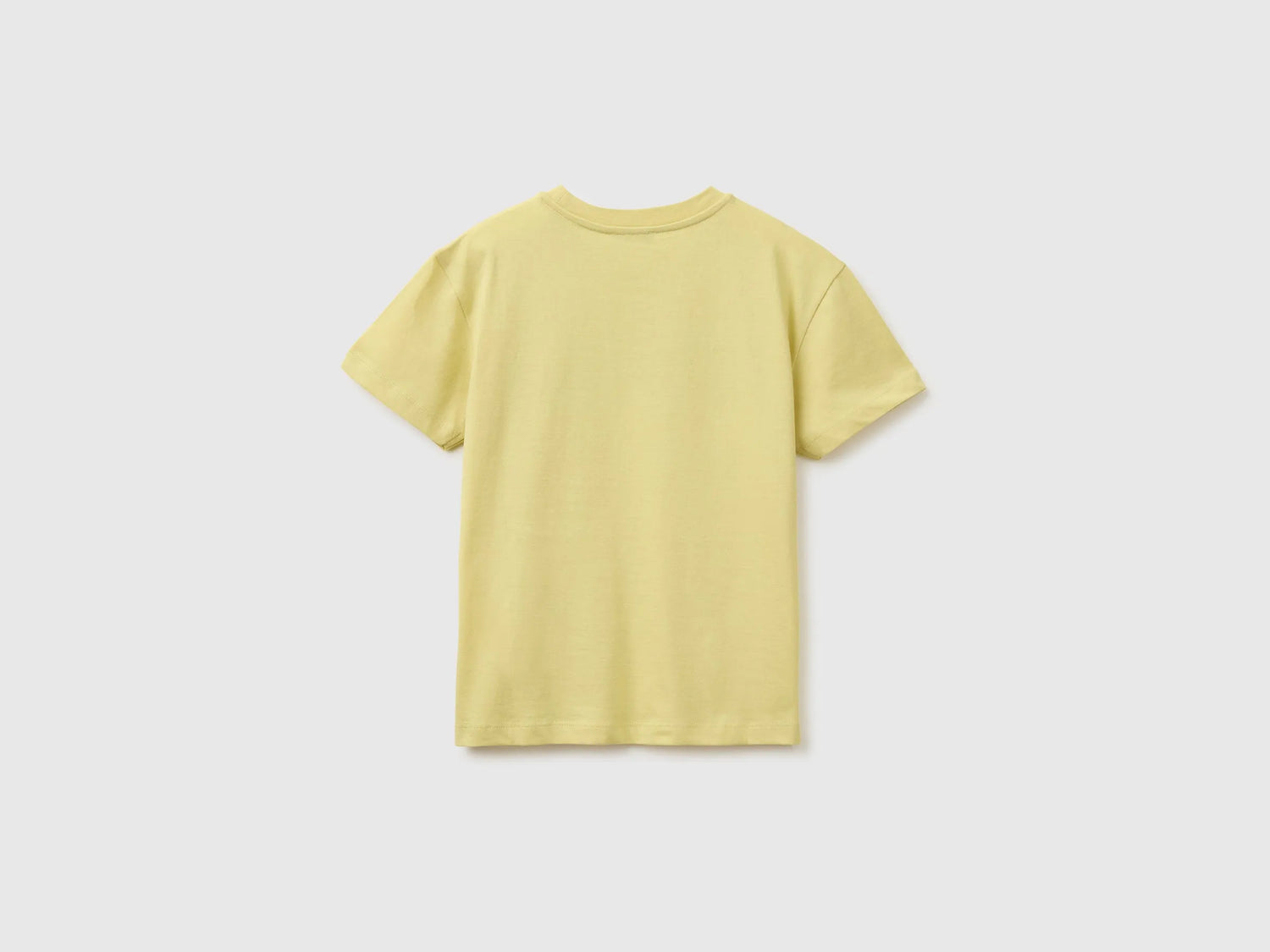 Benetton Yellow Boys Organic Cotton T-Shirt with Logo Print SKU: 3I1XC10TF_228 Image 02