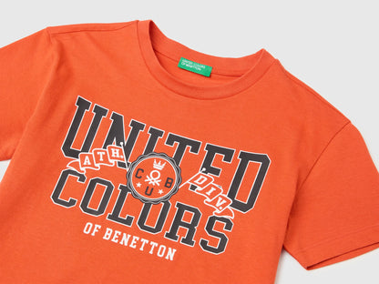 Benetton Red Boys Organic Cotton T-Shirt with Logo Print SKU: 3I1XC10TF_34Y Image 03