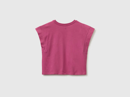Benetton Pink Girls Sleeveless T-Shirt with Embroidery SKU: 3I1XC10TH_01T Image 02